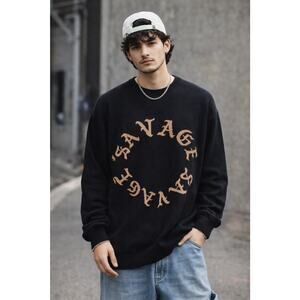 WXYZ LA Crewneck Sweater Men XL Black Gothic y2k streetwear Graphic